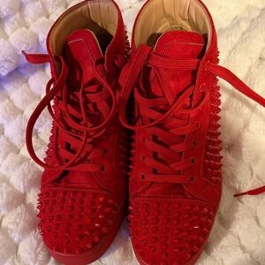 Christian Louboutin Red Spiked Sneakers